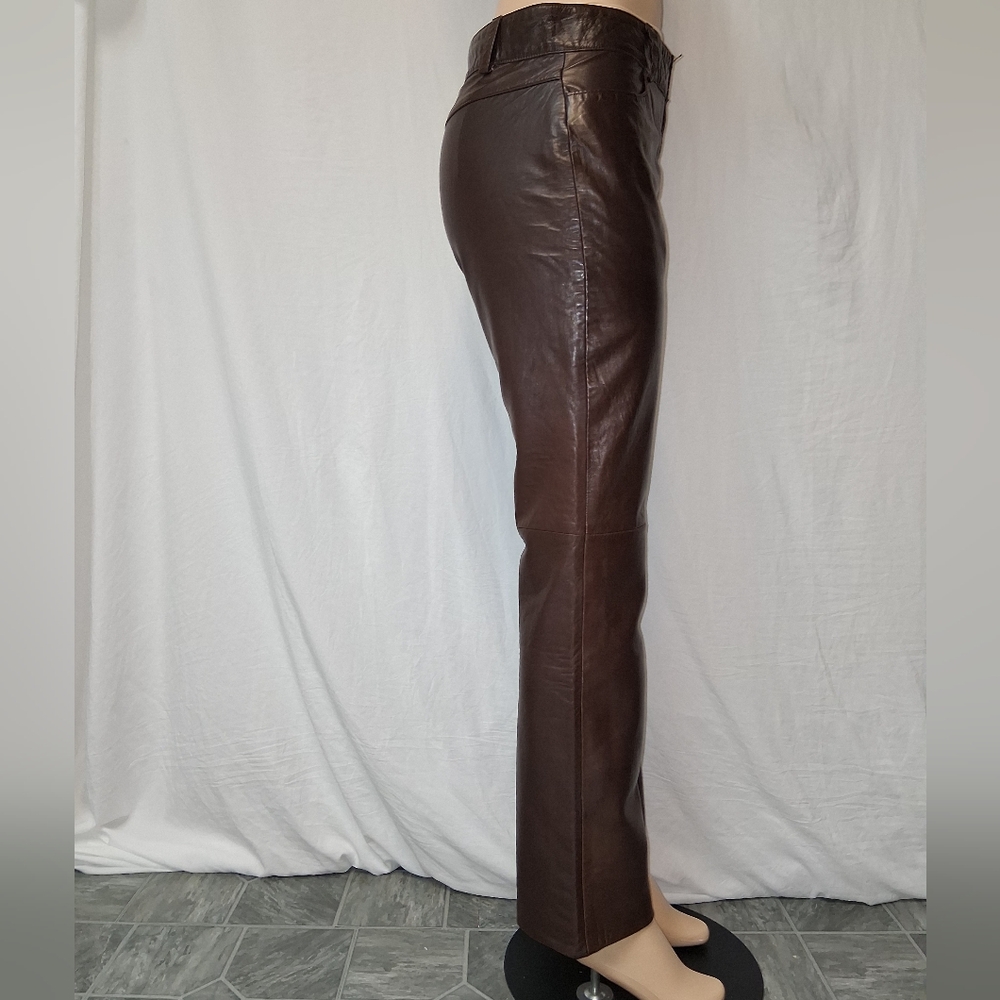 Banana Republic Dark Brown Straight Leg Vegan Leather Pant  Size 6 - Picture 14 of 17